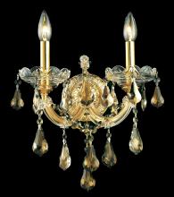 Elegant 2801W2G-GT/RC - Maria Theresa 2 Light Gold Wall Sconce Golden Teak (Smoky) Royal Cut Crystal