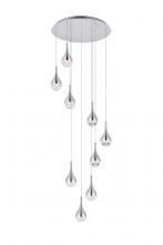 Elegant 3809D24C - Amherst Collection LED 9-light Chandelier 24inx9in Chrome Finish