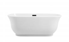 Elegant BT10259GW-MBK - 59 inch Soaking Bathtub in Glossy White with Matte Black Trim