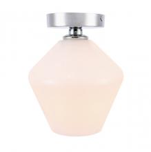Elegant LD2255C - Gene 1 light Chrome and Frosted white glass Flush mount