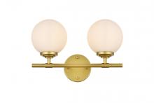 Elegant LD7301W15BRA - Ansley 2 light Brass and frosted white Bath Sconce