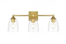 Elegant LD7307W24BRA - Gianni 3 Light Brass and Clear Bath Sconce