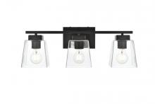 Elegant LD7312W23BLK - Merrick 3 light Black and Clear Bath Sconce