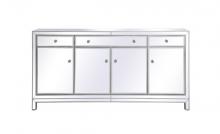 Elegant MF72072S - Reflexion 72 In. Mirrored Credenza in Antique Silver