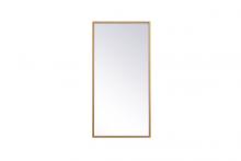 Elegant MR41428BR - Metal frame rectangle mirror 14x28 inch in brass