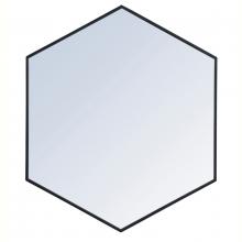 Elegant MR4538BK - Metal frame hexagon mirror 38 inch in Black