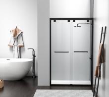 Elegant SD303-4876MBK - Semi-frameless shower door 48 x 76 Matte Black