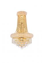 Elegant V1800W12SG/RC - Primo 4 light Gold Wall Sconce Clear Royal Cut Crystal