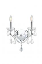 Elegant V2015W2C/RC - St. Francis 2 light Chrome Wall Sconce Clear Royal Cut Crystal