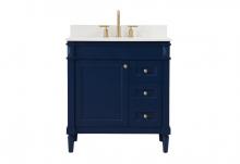 Elegant VF31832BL-BS - 32 inch Single bathroom vanity in blue with backsplash