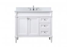 Elegant VF31842WH-BS - 42 inch Single bathroom vanity in white with backsplash
