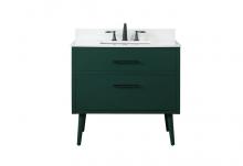 Elegant VF41036MGN-BS - 36 inch bathroom vanity in Green with backsplash