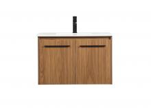 Elegant VF44530WB - 30 Inch Single Bathroom Vanity in Walnut Brown