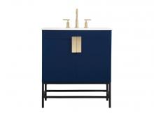 Elegant VF48830MBL - 30 inch Single bathroom vanity in blue