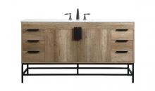 Elegant VF48860NT - 60 inch Single bathroom vanity in natural oak