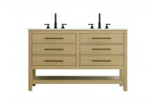 Elegant VF60560DMHB - 60 inch Double Bathroom Vanity in Honey Brown