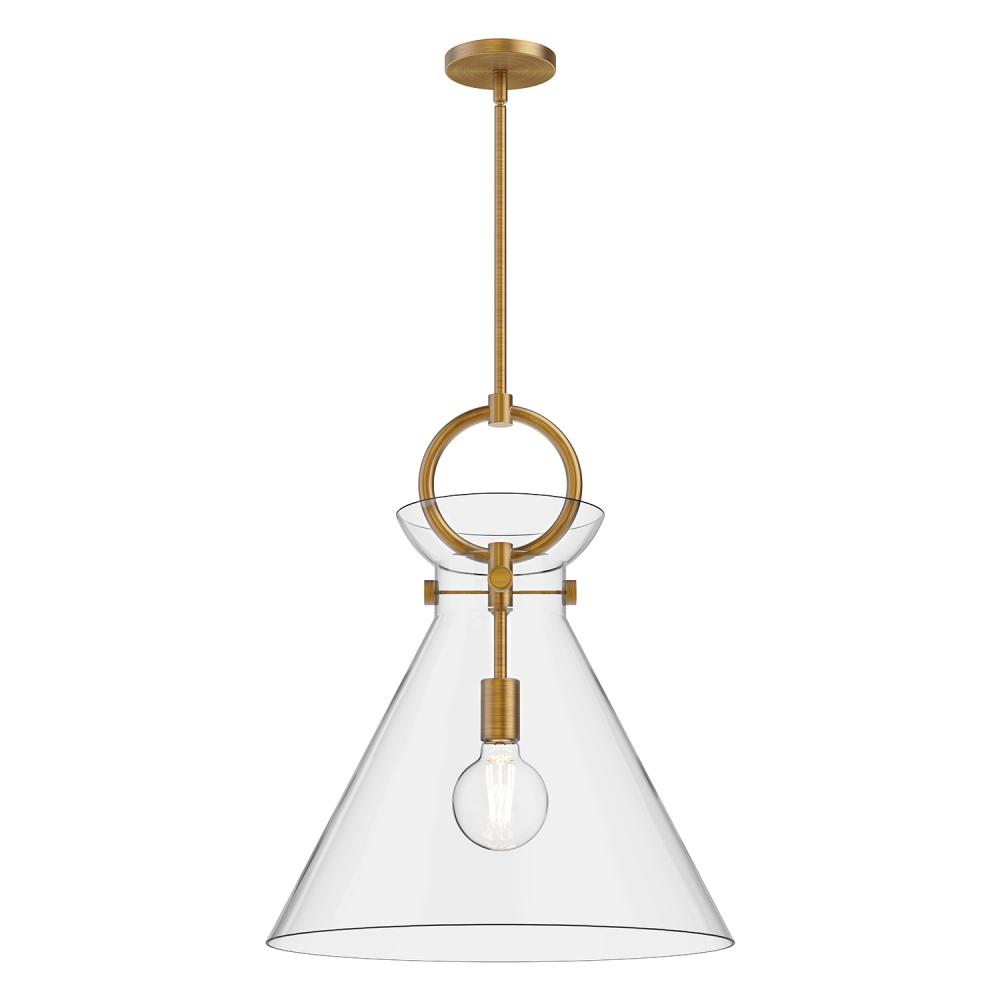 Emerson 18-in Aged Gold/Clear 1 Light Pendant