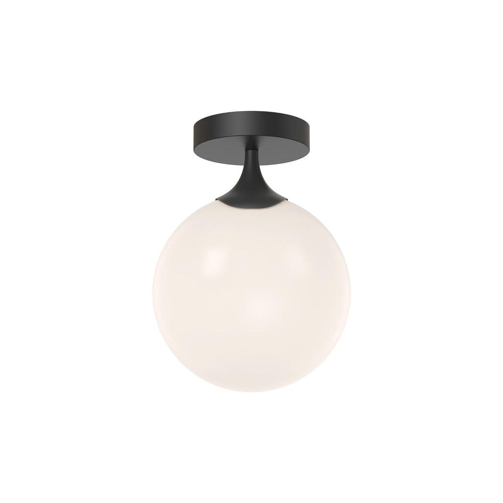 Nouveau 8-in Matte Black/Opal Matte Glass 1 Light Flush Mount