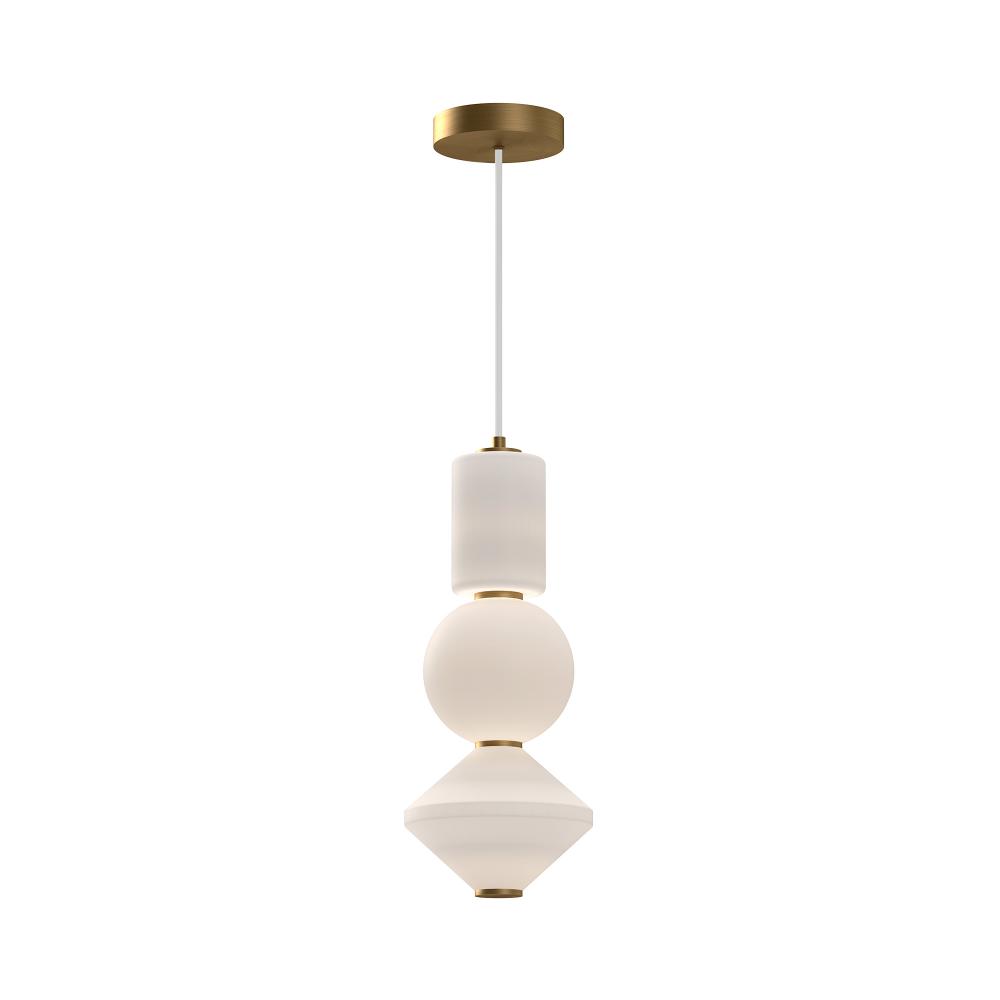 Bijou 8-in Aged Gold/Opal Matte Glass LED Pendant
