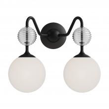 Alora Lighting VL415315MBOP - Celia 15-in Matte Black/Opal Glass 2 Lights Vanity