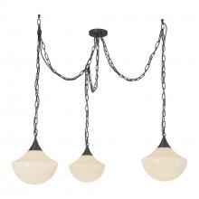 Alora Lighting MP651312MBGR - Farrah 3-Light Matte Black/Glossy Ribbed Opal Glass Socket Multi Pendant