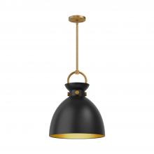 Alora Lighting PD411314AGMB - Waldo 14-in Aged Gold/Matte Black 1 Light Pendant