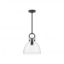 Alora Lighting PD411811MBCL - Waldo 11-in Matte Black/Clear Glass 1 Light Pendant