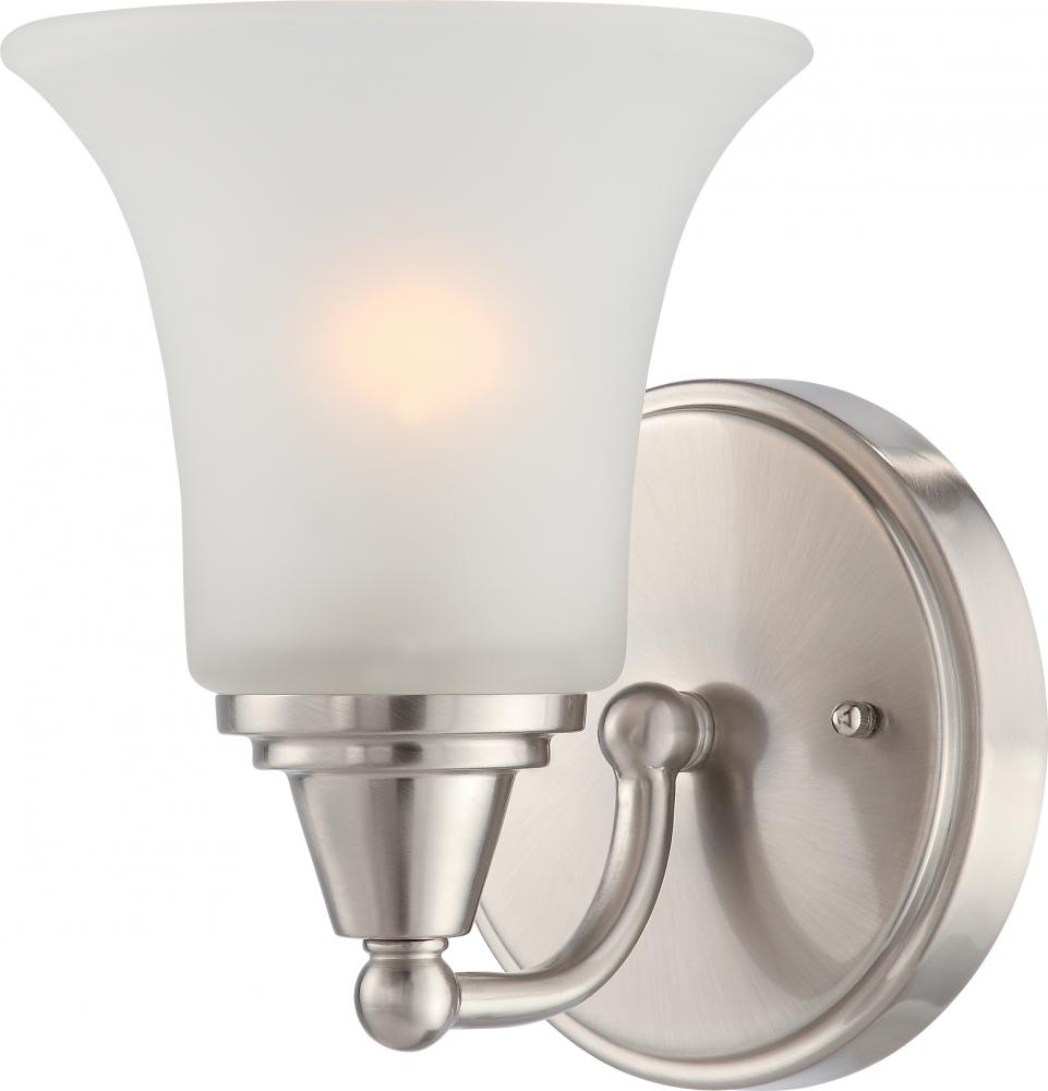 Surrey; 1 Light; Vanity Fixture with Frosted Glass; Brushed Nickel Finish