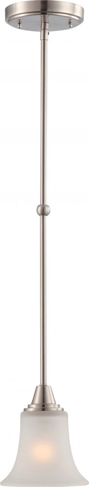 Surrey; 1 Light; Mini Pendant with Frosted Glass; Brushed Nickel Finish