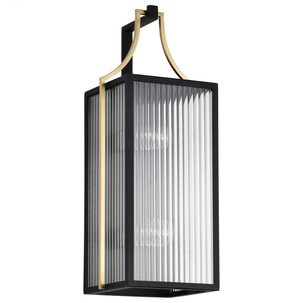 Holden; Large Outdoor Lantern; Gold and Black Finish; Clear Glass