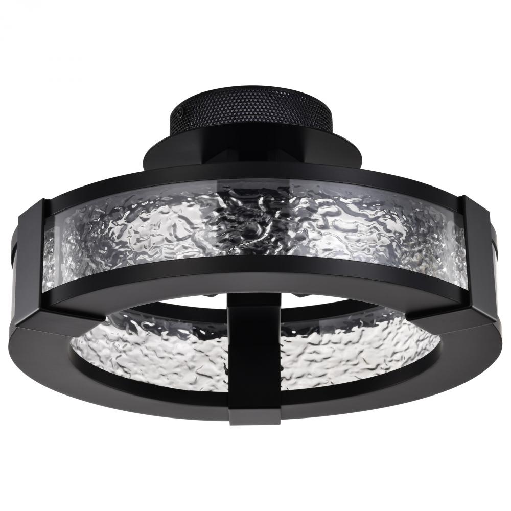 Darrow; 13 Inch LED Semi Flush; Matte Black; Acrylic Panels