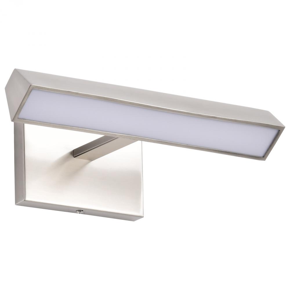Mila; 1 Foot LED Picture Light; 3 CCT Selectable; Brushed Nickel Finish; Acrylic Lens