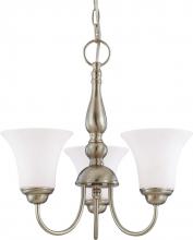 Nuvo 60/1821 - Dupont - 3 Light Chandelier with Satin White Glass - Brushed Nickel Finish