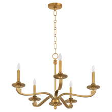 Quorum 6240-5-47 - CHANTELLE 5 LIGHT CHANDELIER - BRUSHED BRASS