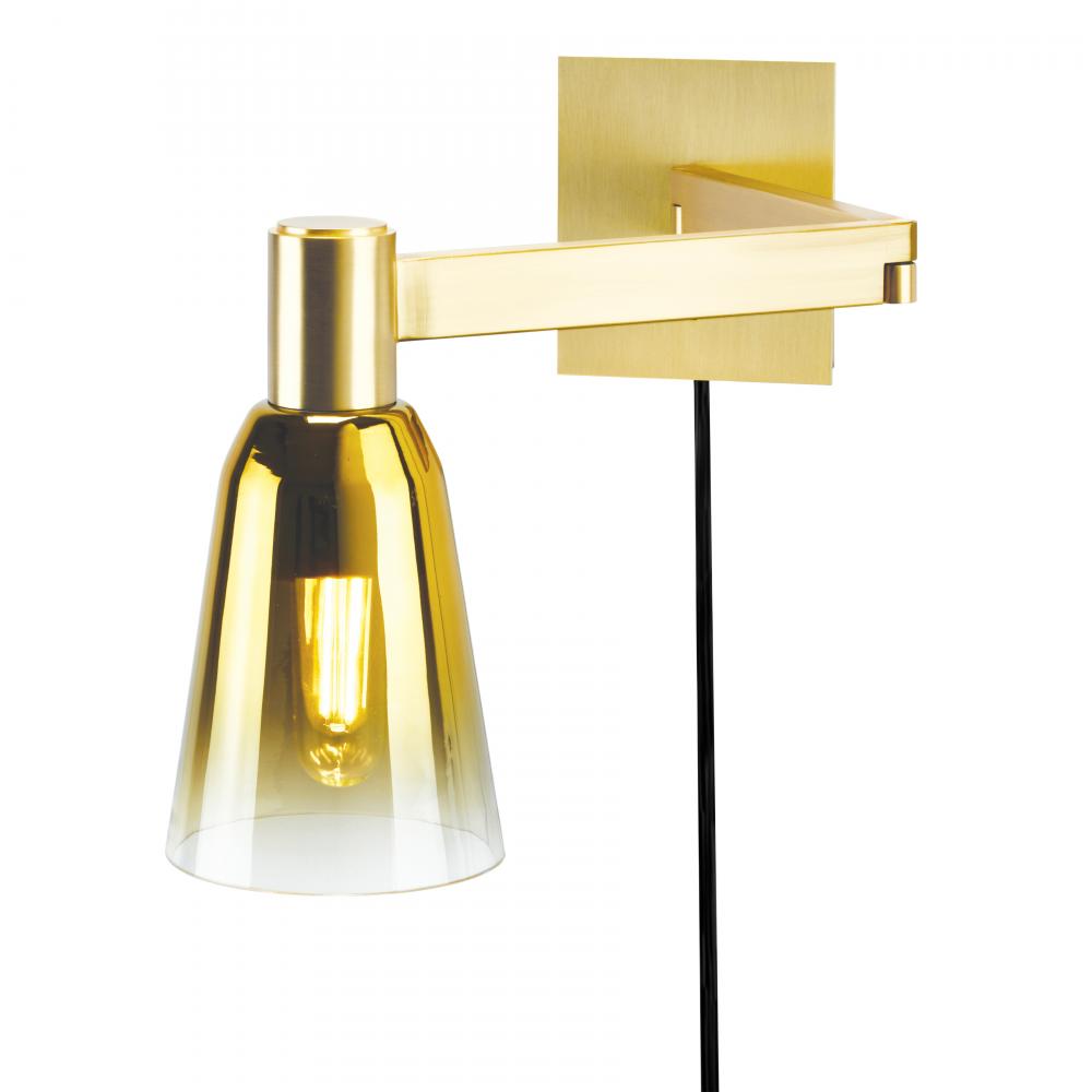 Audrey 10'' High 1-Light Swingarm Sconce - Satin Brass