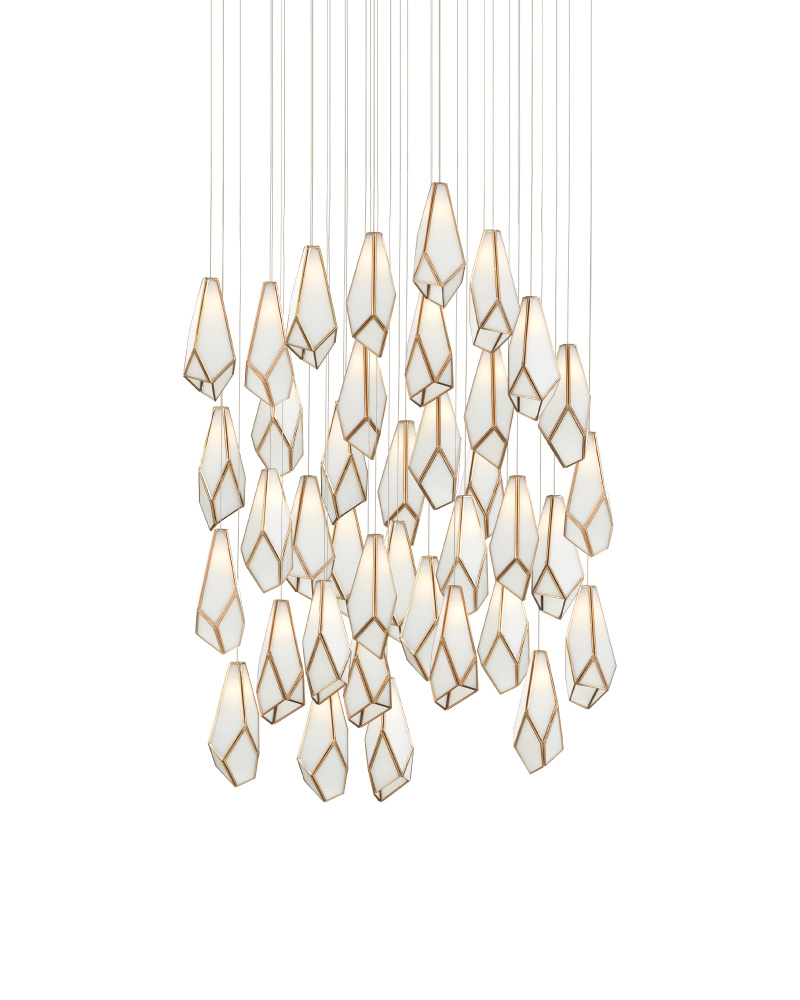 Glace White 36-Light Round Multi-Drop Pendant