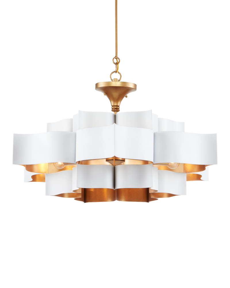 Grand Lotus Large White Chandelier