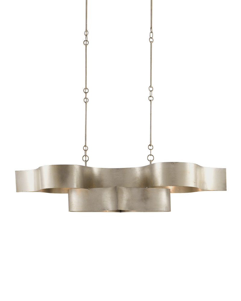 Grand Lotus Oval Silver Chandelier