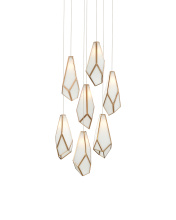 Currey 9000-1035 - Glace White 7-Light Round Multi-Drop Pendant